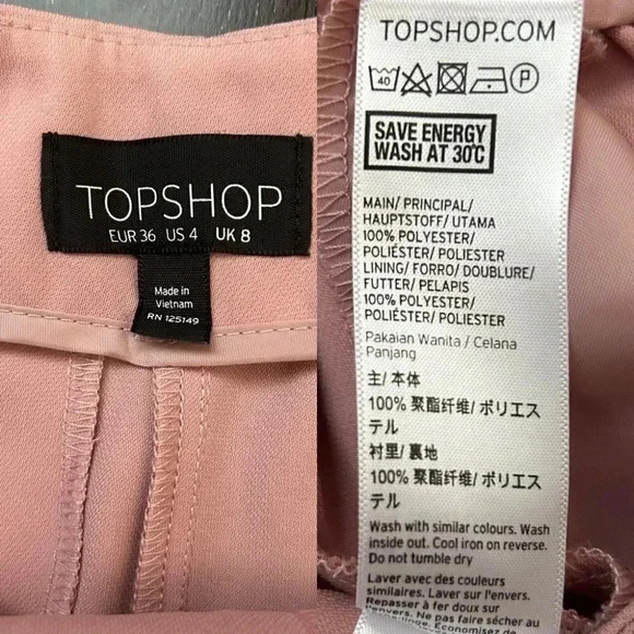 Topshop Trousers High Waisted Tapered  Leg Dress Pants Blush Pink Size 4 NWT - Picture 11 of 16